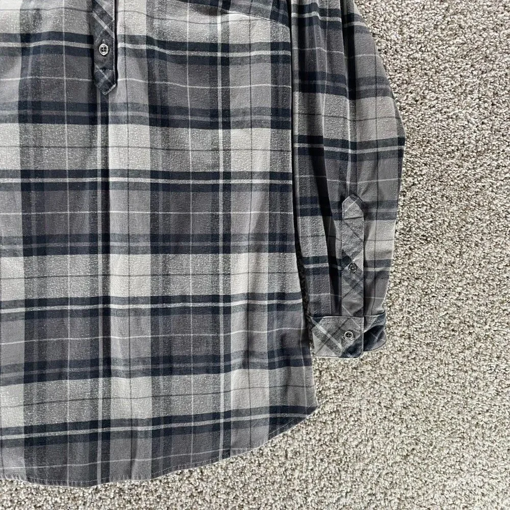 Cabela's Shirt Womens Small‎ Grey Plaid Tunic Pullover Outdoors Casual Cotton